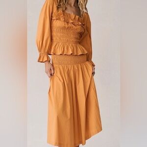 Free People amber honey 2 piece cotton skirt set
